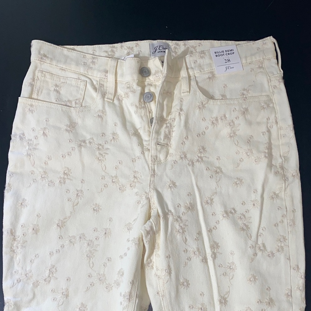NWT J. Crew Women's Floral Billie Demi Boot Crop Jeans Size 28